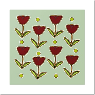 Berry Tulip Pattern Posters and Art